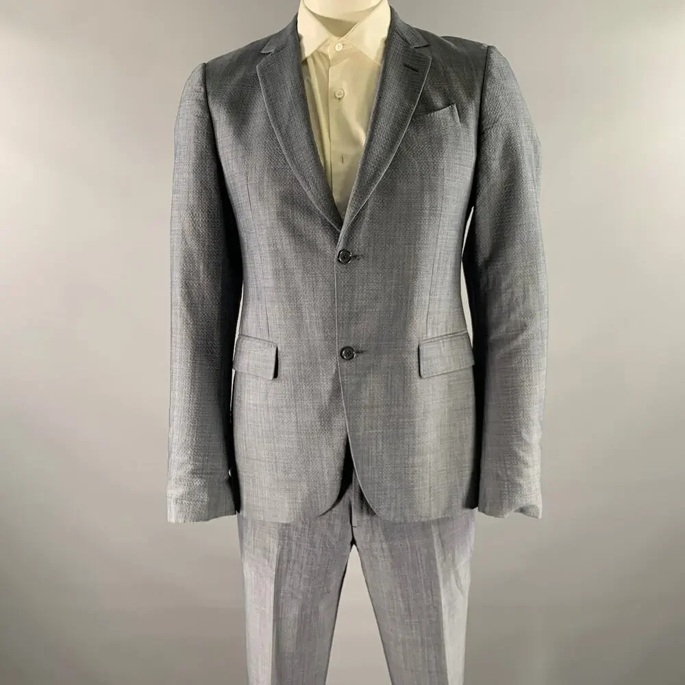 JOHN VARVATOS Size 40 Blue Wool Blend Notch Lapel Suit